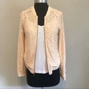 LC Lauren Conrad Blush Pink Lace Zip Up Blazer